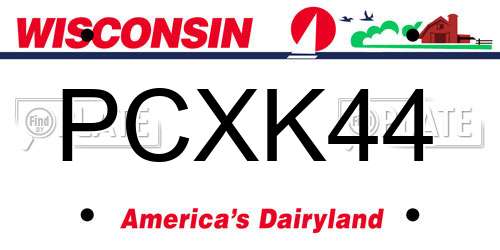 PCXK44 Wisconsin License Plate