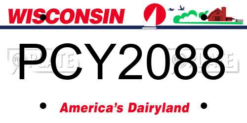 PCY2088 Wisconsin License Plate