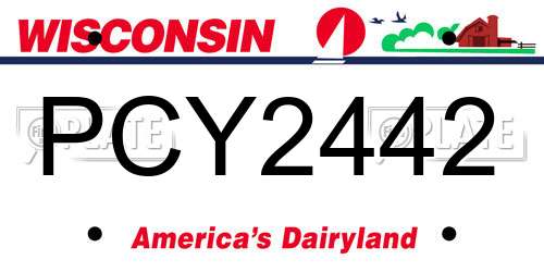 PCY2442 Wisconsin License Plate