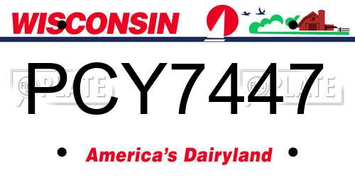 PCY7447 Wisconsin License Plate