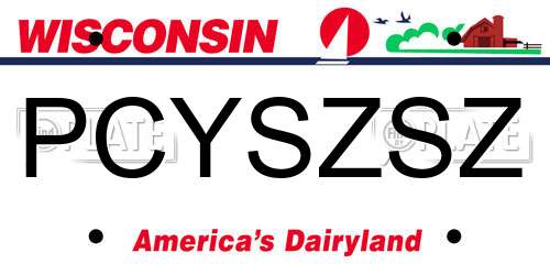 PCYSZSZ Wisconsin License Plate