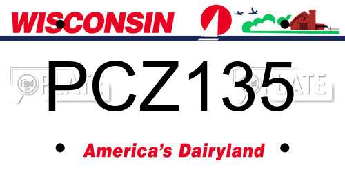 PCZ135 Wisconsin License Plate