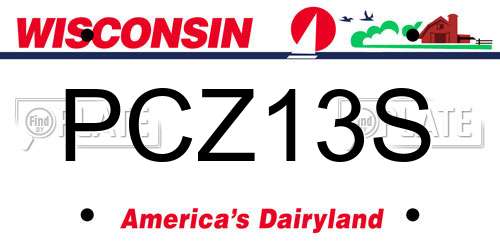 PCZ13S Wisconsin License Plate