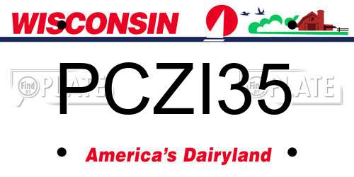 PCZI35 Wisconsin License Plate