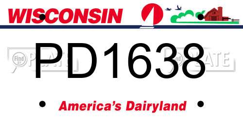 PD1638 Wisconsin License Plate