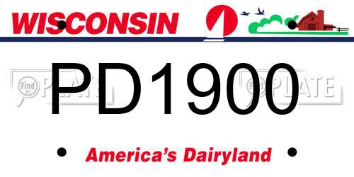 PD1900 Wisconsin License Plate