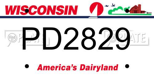 PD2829 Wisconsin License Plate