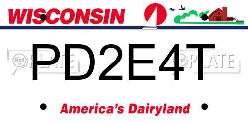 PD2E4T Wisconsin License Plate