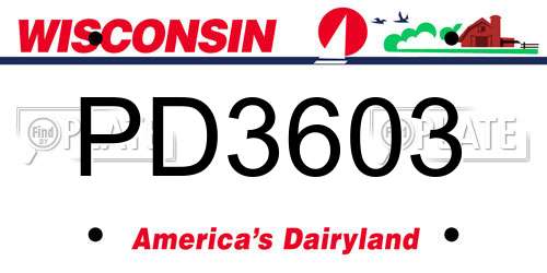 PD3603 Wisconsin License Plate
