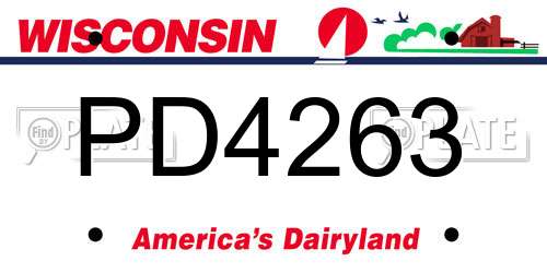 PD4263 Wisconsin License Plate