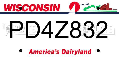 PD4Z832 Wisconsin License Plate