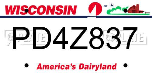 PD4Z837 Wisconsin License Plate