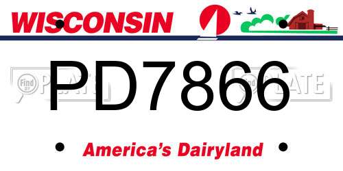 PD7866 Wisconsin License Plate