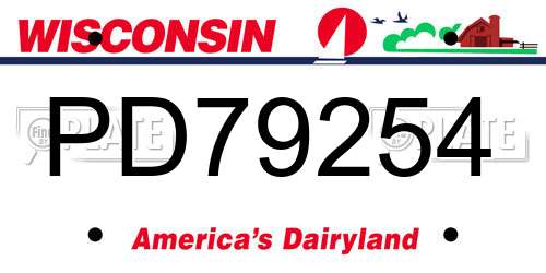 PD79254 Wisconsin License Plate