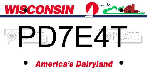 PD7E4T Wisconsin License Plate
