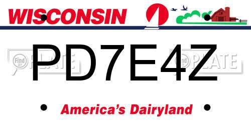 PD7E4Z Wisconsin License Plate