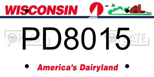 PD8015 Wisconsin License Plate