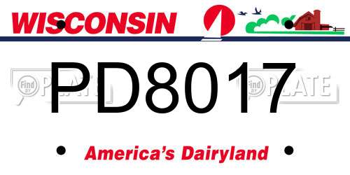 PD8017 Wisconsin License Plate