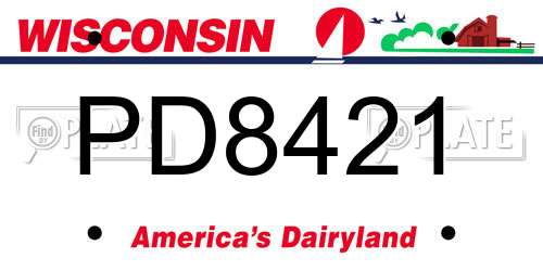 PD8421 Wisconsin License Plate