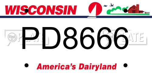 PD8666 Wisconsin License Plate