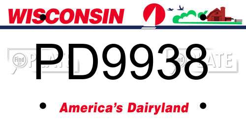 PD9938 Wisconsin License Plate