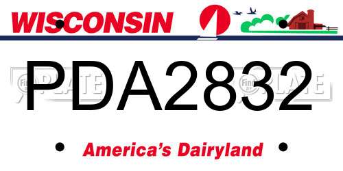 PDA2832 Wisconsin License Plate