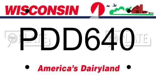 PDD640 Wisconsin License Plate