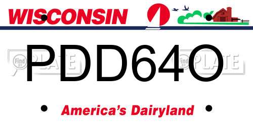 PDD64O Wisconsin License Plate
