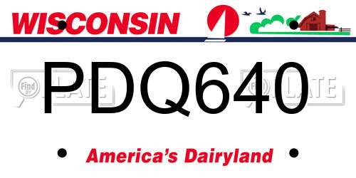 PDQ640 Wisconsin License Plate