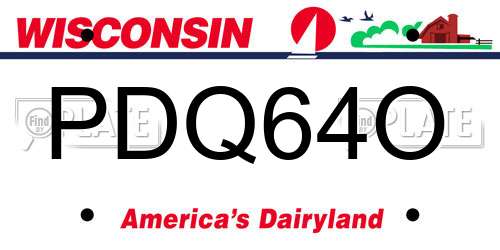 PDQ64O Wisconsin License Plate