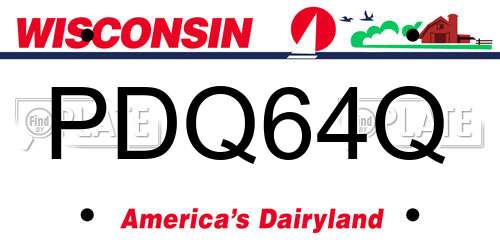 PDQ64Q Wisconsin License Plate