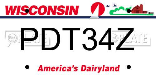 PDT34Z Wisconsin License Plate