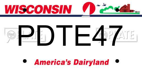 PDTE47 Wisconsin License Plate