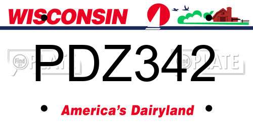 PDZ342 Wisconsin License Plate