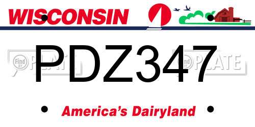 PDZ347 Wisconsin License Plate