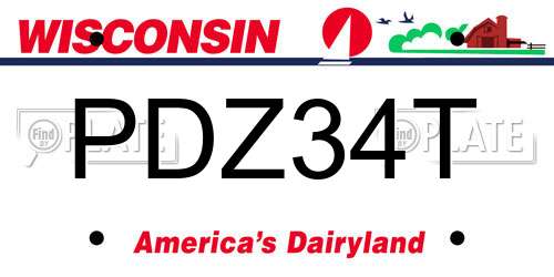 PDZ34T Wisconsin License Plate
