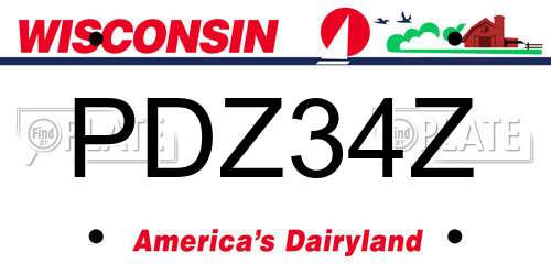 PDZ34Z Wisconsin License Plate
