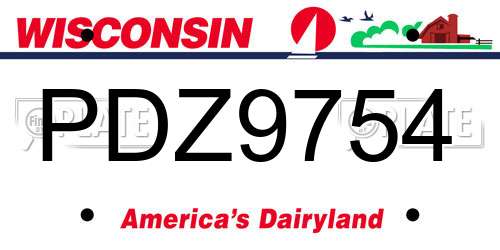 PDZ9754 Wisconsin License Plate