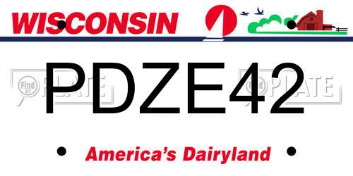 PDZE42 Wisconsin License Plate
