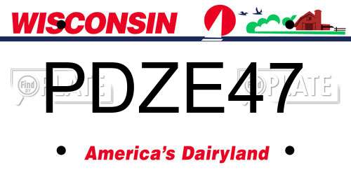 PDZE47 Wisconsin License Plate