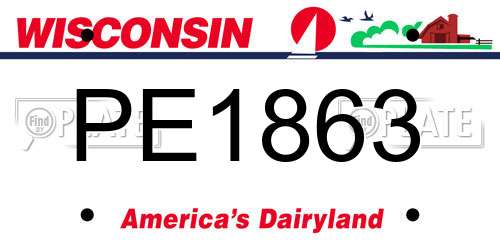 PE1863 Wisconsin License Plate