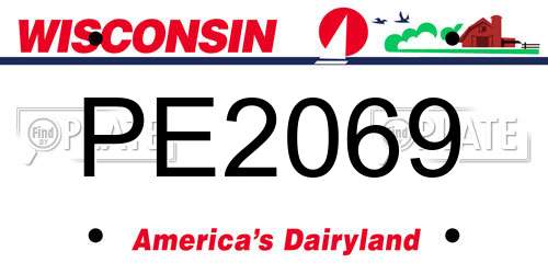 PE2069 Wisconsin License Plate