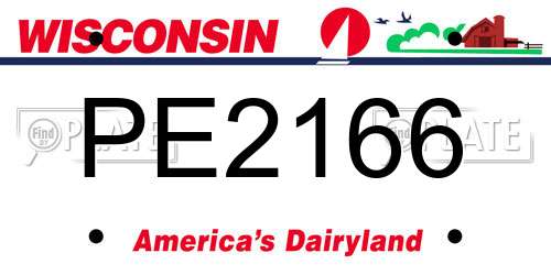 PE2166 Wisconsin License Plate
