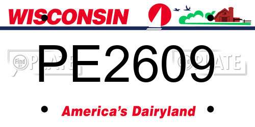 PE2609 Wisconsin License Plate