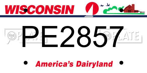 PE2857 Wisconsin License Plate