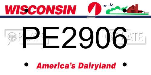 PE2906 Wisconsin License Plate