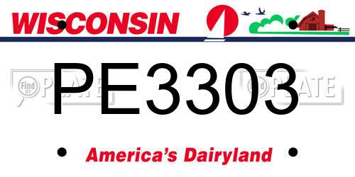 PE3303 Wisconsin License Plate