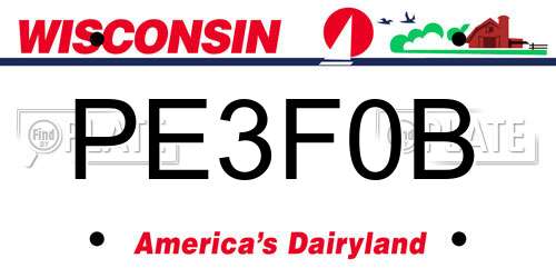 PE3F0B Wisconsin License Plate