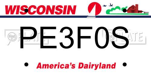 PE3F0S Wisconsin License Plate