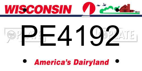 PE4192 Wisconsin License Plate
